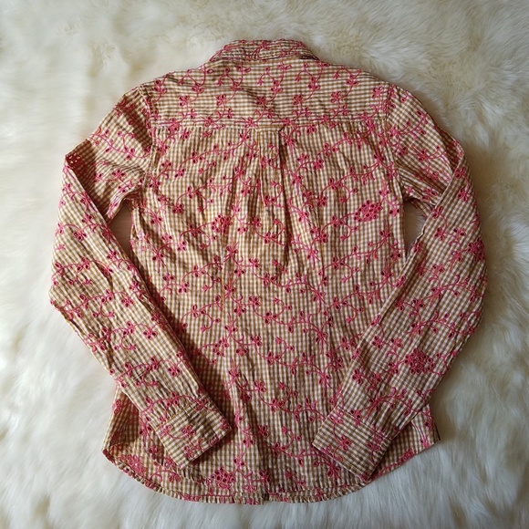 Anthropologie Odille Gingham Eyelet Button-Down 2 - Picture 6 of 8